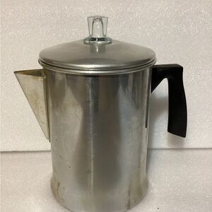 Vintage Classic Silver Coffee Percolator with Black Handle